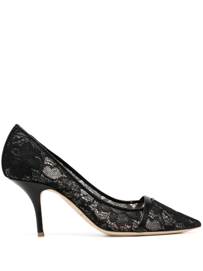 MALONE SOULIERS LACE-PATTERN POINTED PUMPS