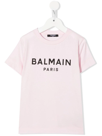 Balmain Logo-print Cotton T-shirt In Pink