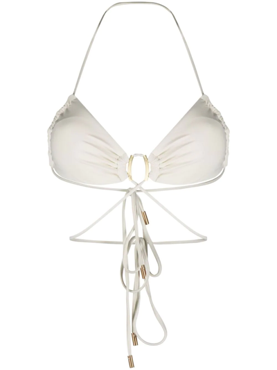 Cult Gaia Liana Recycled Embellished Bikini Top In Ivory