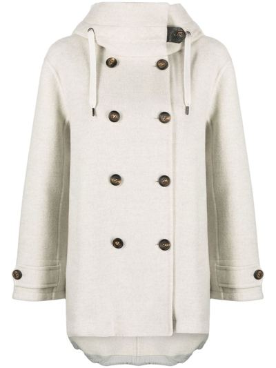 Brunello Cucinelli Double-breasted Cashmere Coat In Grey