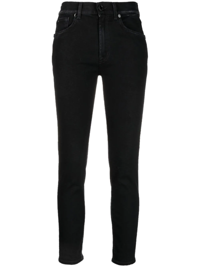 Dondup High-waisted Cropped Skinny Jeans In Black
