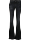 Dondup Flared Trousers Belted Faded Effect In Black