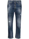 DONDUP DISTRESSED STRAIGHT-LEG CROPPED JEANS