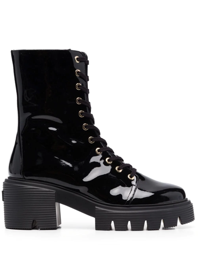 Stuart Weitzman Ankle Lace-up Fastening Boots In Schwarz