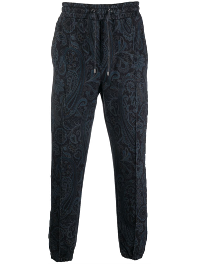 Etro Paisley Print Jogging Pants In Blue