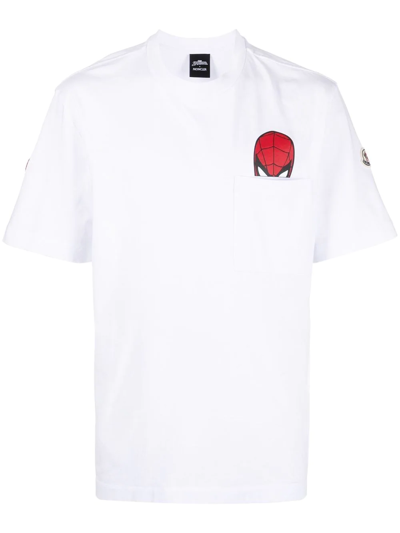 Moncler Man White T-shirt With Spider-man Motif In Bianco | ModeSens