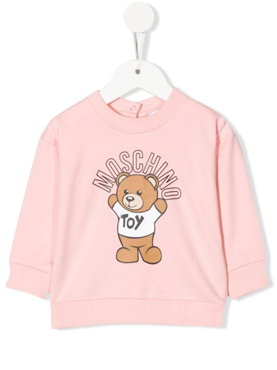 Moschino Babies' Teddy Bear 印花卫衣 In Pink