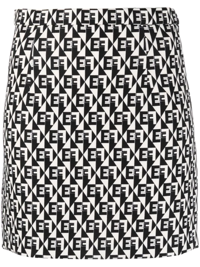 Elisabetta Franchi Monogram-print Mini Skirt In Black