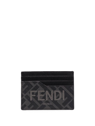 Fendi Logo-print Cardholder In Grau