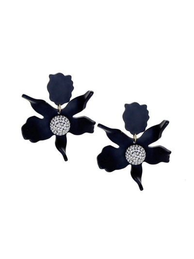 Lele Sadoughi Crystal Lily Clip-on Earrings In Black