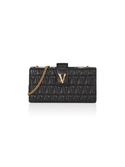 Versace Virtus Quilted Leather Mini Bag In Black Multi