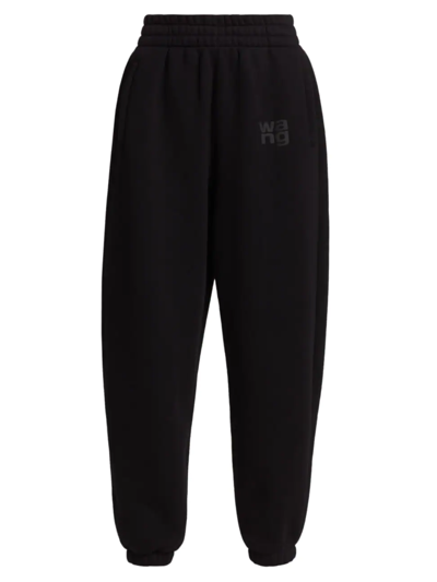 Alexander Wang T Essential Terry Puff-logo Sweatpants In Black