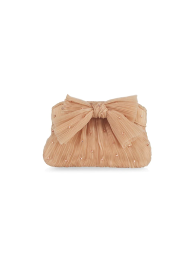 Loeffler Randall Rochelle Knotted Crystal-embellished Satin Clutch In Beauty