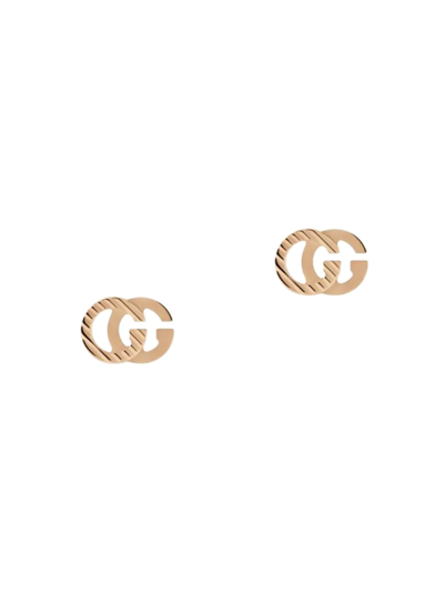 Gucci Running G 18k Rose Gold Stud Earrings In Rose Gold-tone