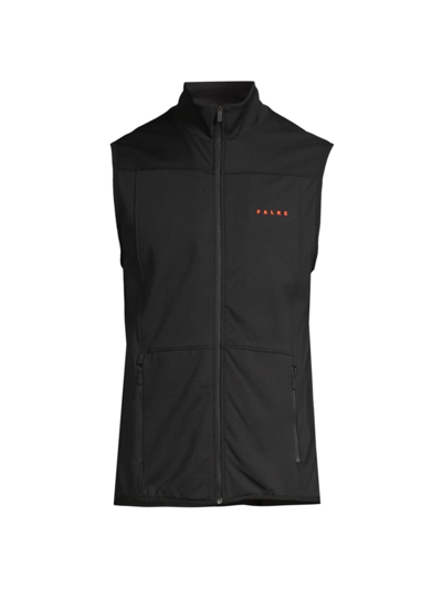 Falke Zip-up Polyester-blend Vest In Black