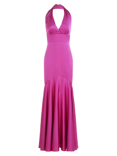 Theia Celeste A-line Halter Gown In Pink