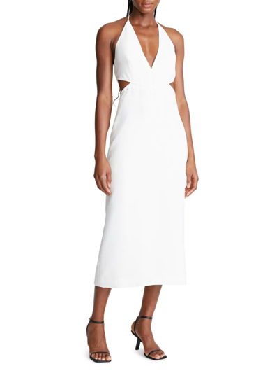 Halston Kailey Cut-out Midi-dress In Chalk