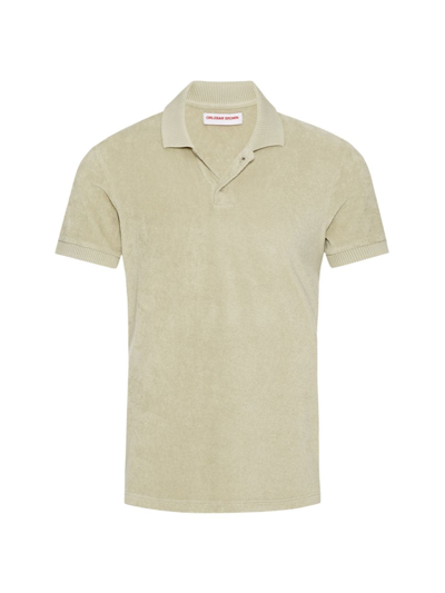 Orlebar Brown Men's Desert Jarrett Towelling Polo Shirt In Parched Green