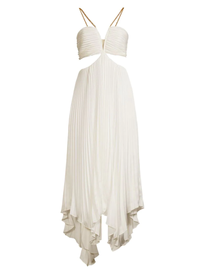 Aiifos Evie Pleated Cut-out Midi-dress In White