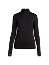 Moncler Jersey Turtleneck With Striped Detail In Black