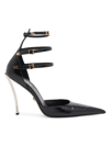 Versace Leather Sculptural-heel Ankle-strap Pumps In Black