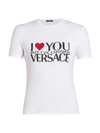 Versace Embellished Printed Stretch-jersey T-shirt In White