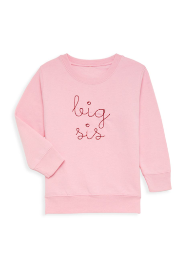 Juju + Stitch Kids' Little Girl's Big Sis Crewneck Fleece Sweatshirt In Pink