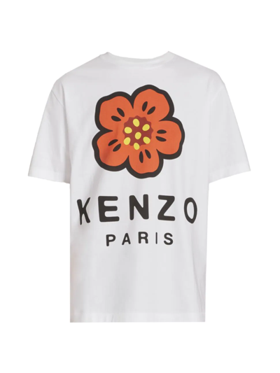 Kenzo Men's Poppy-print T-shirt In White