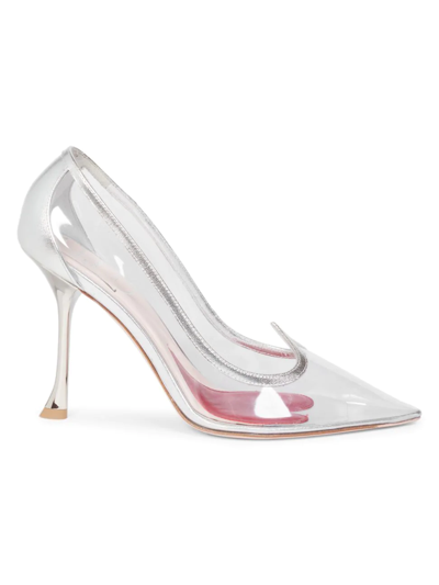 Roger Vivier I Love Vivier Clear Metallic Pumps In Silver