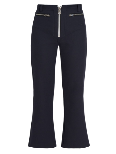 Meryll Rogge Cropped Flare Zip Trousers In Navy