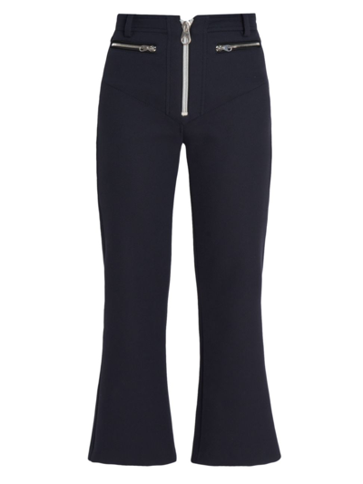 Meryll Rogge Cropped Flare Zip Pants In Navy