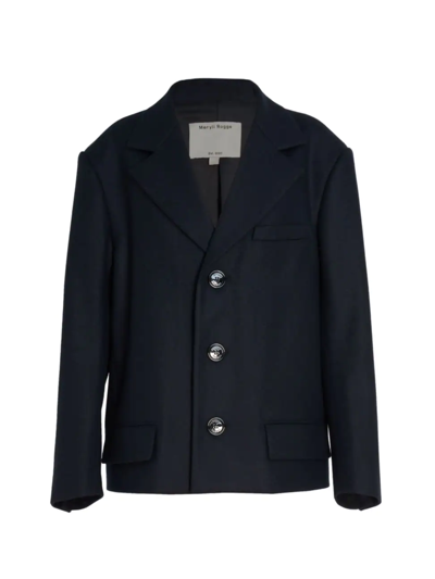 Meryll Rogge Tailored Wool Short Coat In Midnight