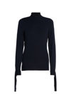 Meryll Rogge Open-back Mock Turtleneck Sweater In Navy