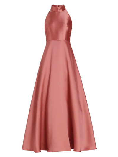 ml Monique Lhuillier Halter Satin Ball Gown In Blush