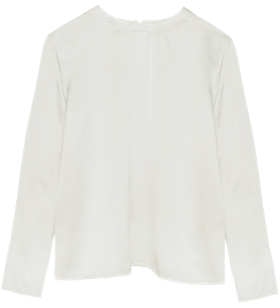 Herth Andie Ivory Gots Organic Silk Long Sleeve Top In White