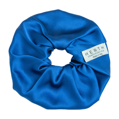 Herth Edi Azuline Gots Organic Silk Scrunchie In Blue