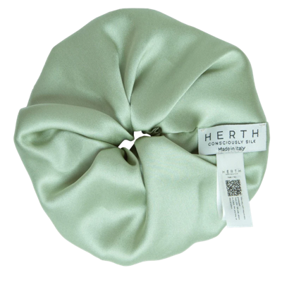 Herth Edi Tea Gots Organic Silk Scrunchie In Green