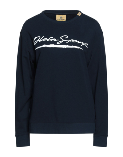 Plein Sport Woman Sweatshirt Midnight Blue Size M Cotton, Elastane