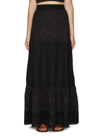 Alice And Olivia Reise Guipure Lace-paneled Linen-gauze Maxi Skirt In Black