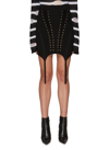 Balmain Eyelet Detail Lace Up Knitted Garter Skirt In Black