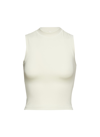 Skims Off-white Cotton 2.0 Jersey Mock Neck Tank Top In Neutral
