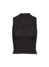 Skims Stretch Cotton Jersey Mock Neck Tank In Black