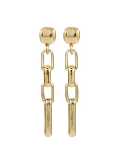 Kenneth Jay Lane 18k Goldplated Rectangular-link Drop Earrings In Metallic