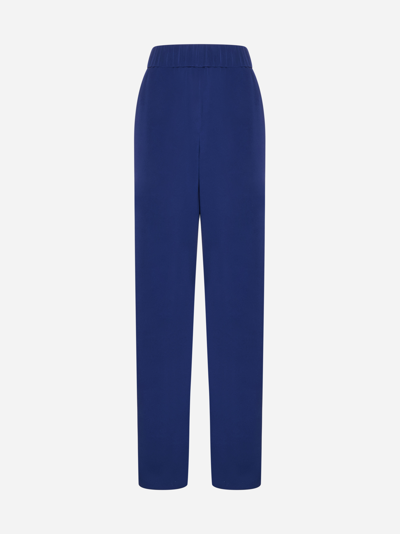 Giorgio Armani Silk Trouser With Elastic Band In R Electric Blue