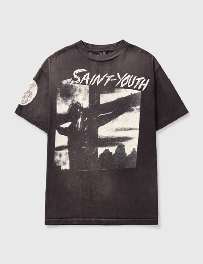 Saint Michael Saint Youth Printed Cotton T-shirt In Black