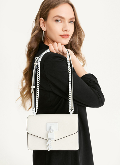 Dkny Women's Elissa Small Pebbled Leather Shoulder Bag In White | ModeSens