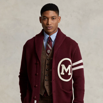 Ralph Lauren The Morehouse Collection Shawl Cardigan In Rich Ruby