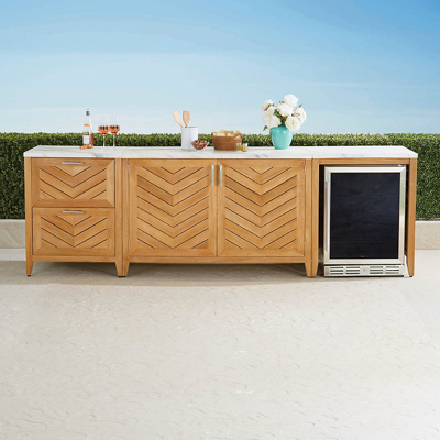 Frontgate Westport 3-pc. Outdoor Kitchen Set In Natural Teak