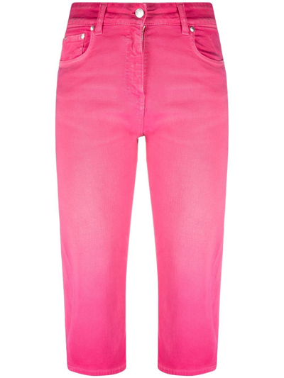 Msgm Cropped Denim Jeans In Pink