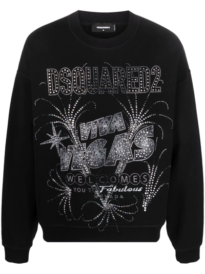 Dsquared2 Embellished Las Vegas Sweatshirt In Black